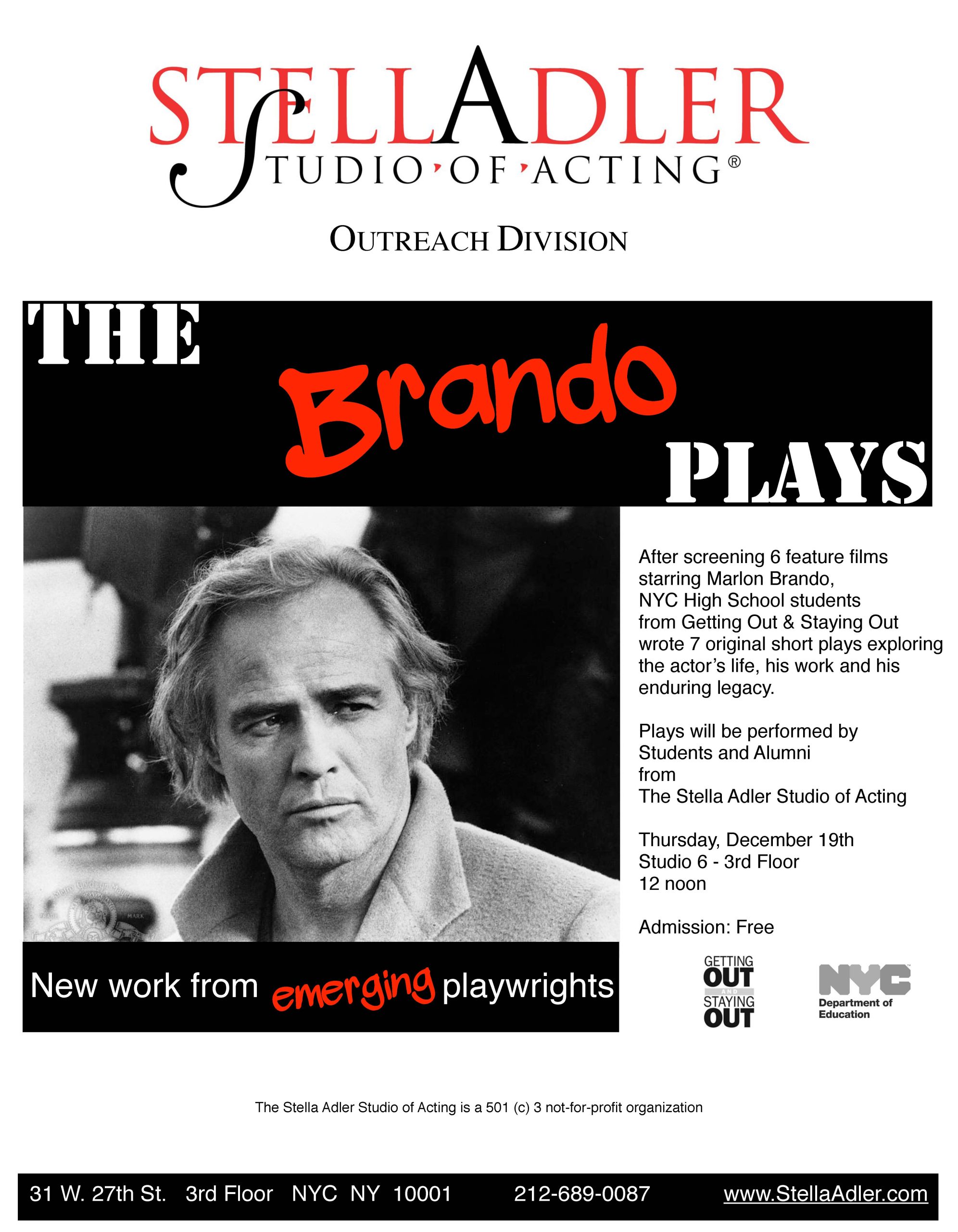 The Brando Plays Poster Fall 2013