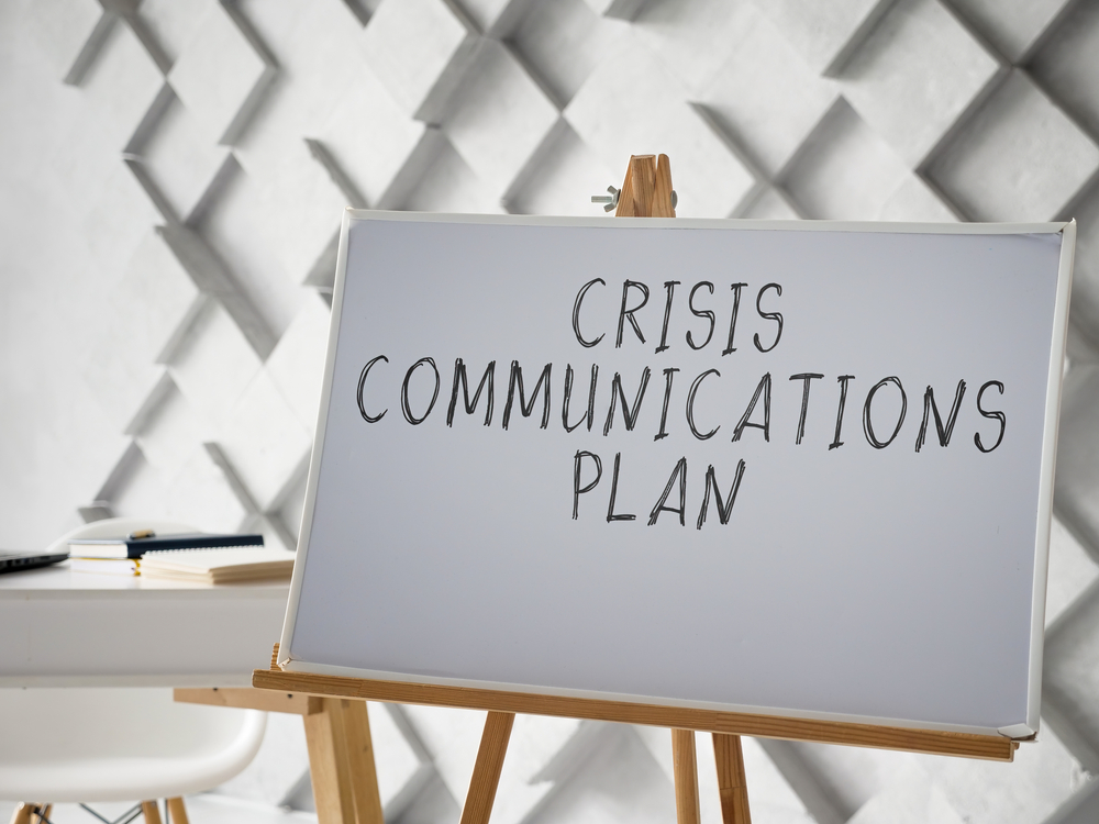 Crisis Communications Plan Written on Whiteboard